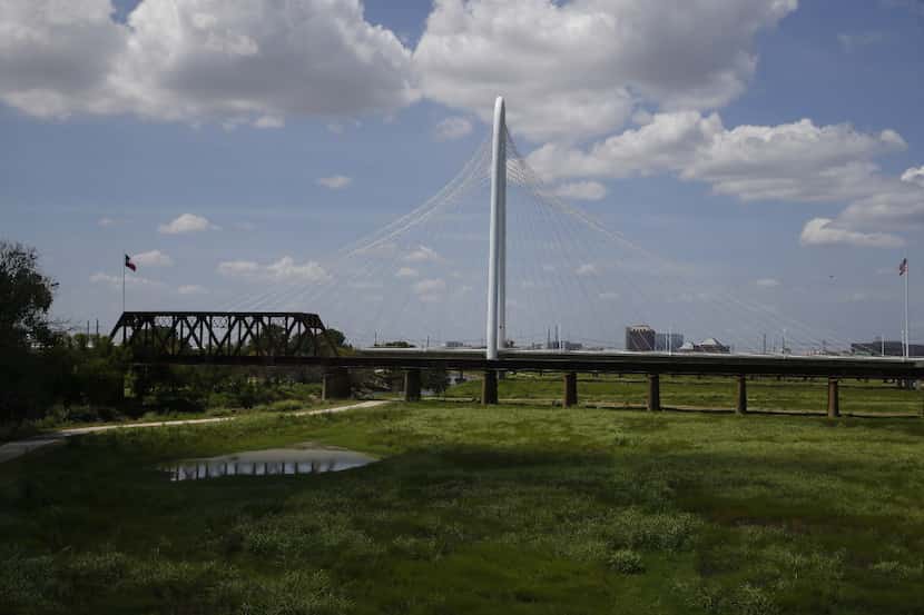 The Margaret Hunt Hill Bridge around the Trinity River park in Dallas on July 26, 2017.  ...