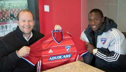 Anibal Chala posing with Dan Hunt when he first signed with FC Dallas. Chala has been loaned...