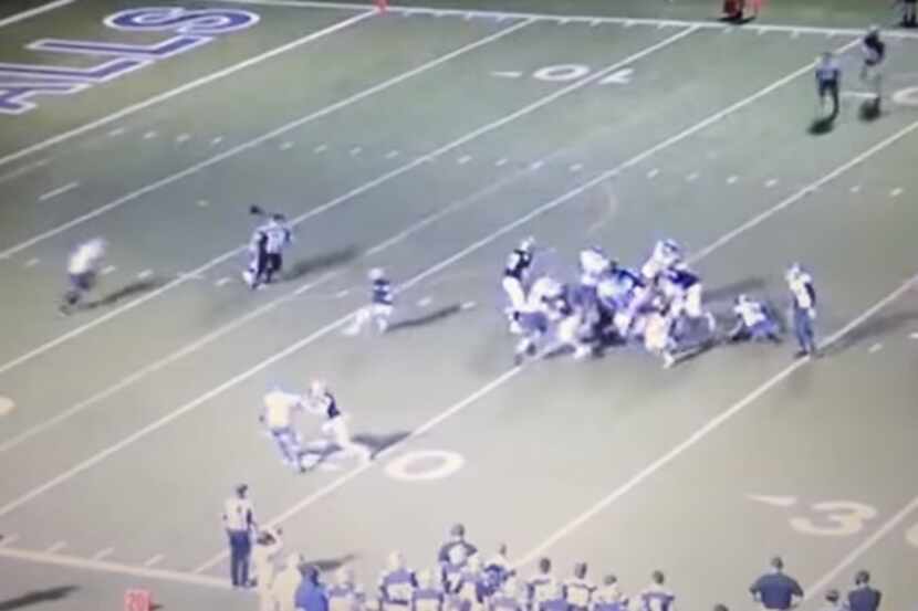 A screengrab of a  video that shows two San Antonio Jay players hitting an official during a...