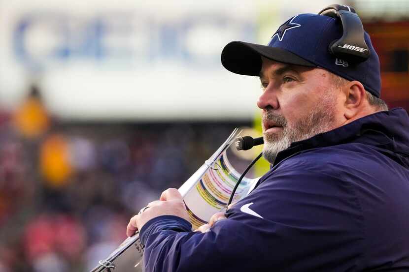 Dallas Cowboys head coach Mike McCarthy watches from the sidelines during the second half of...