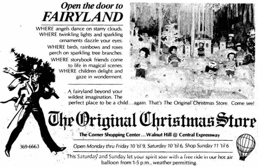 An advertisement for The Original Christmas Store at the Corner Shopping Center, published...