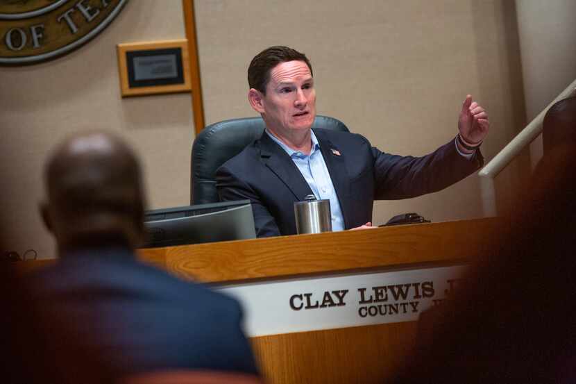 Dallas County Judge Clay Jenkins speaks during a Dallas County Commissioners Court meeting...