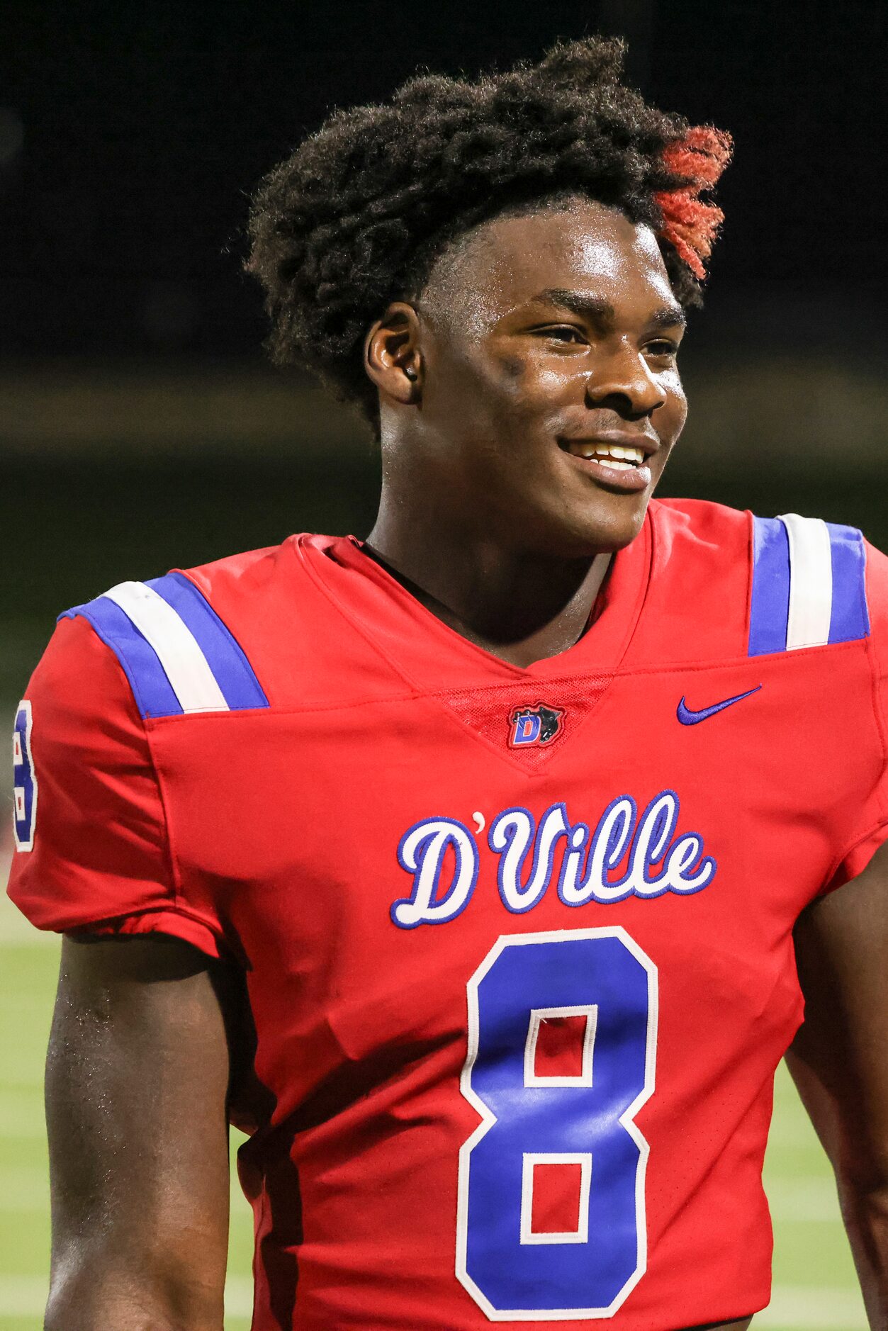 Duncanville High School Colin Simmons (8) after the game between South Oak Cliff High School...