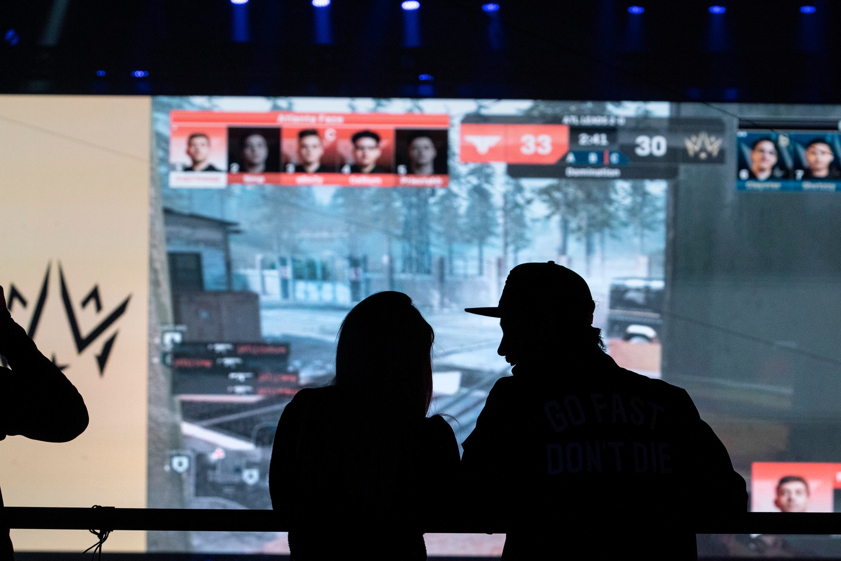 Fans watch as Dallas Empire competes against Atlanta Faze in the Call of Duty League Launch...