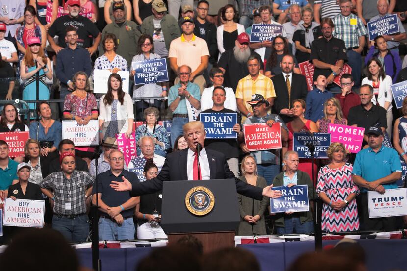 CEDAR RAPIDS, IA - JUNE 21:  President Donald Trump speaks at a rally on June 21, 2017 in...