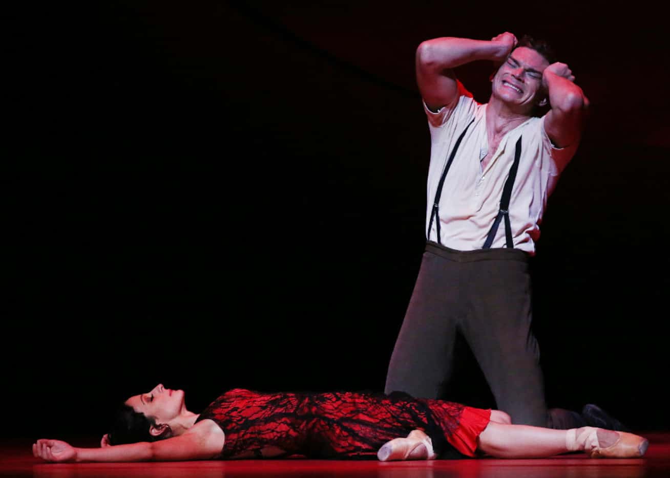 Leticia Oliveira, as "Carmen," and Carl Coomer, as "Don Jose," perform during a dress...