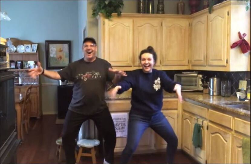 Michael Hoffman and his daughter Ali performed a lip-synch dance in their Carrollton kitchen...