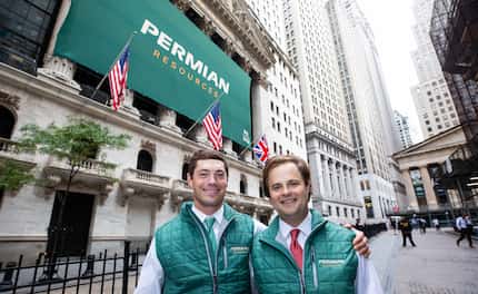 Permian Resources co-CEOs James Walter (left) and Will Hickey at the New York Stock Exchange...