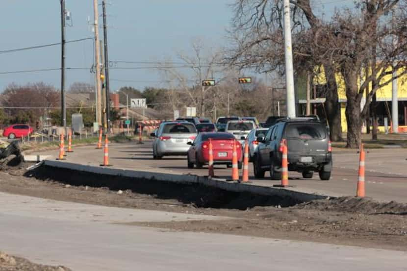 Fresh concrete has dried at the intersection of Spring Creek Parkway and Custer Road....