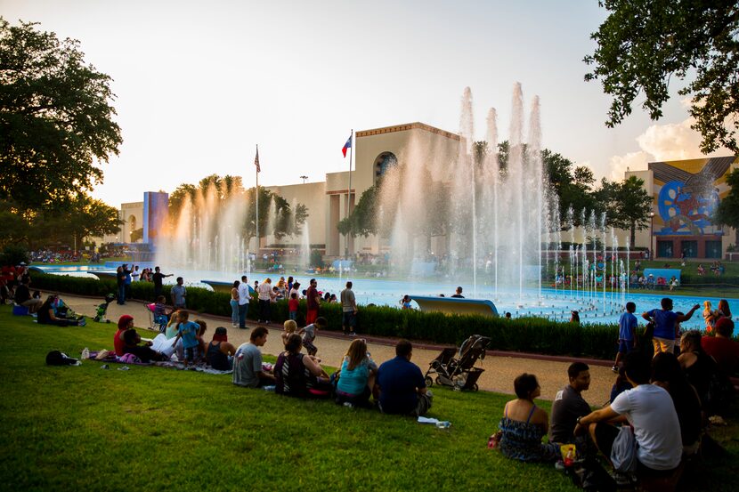 The water show at the Esplanade at Fair Park is seen in a past year of the State Fair of Texas.