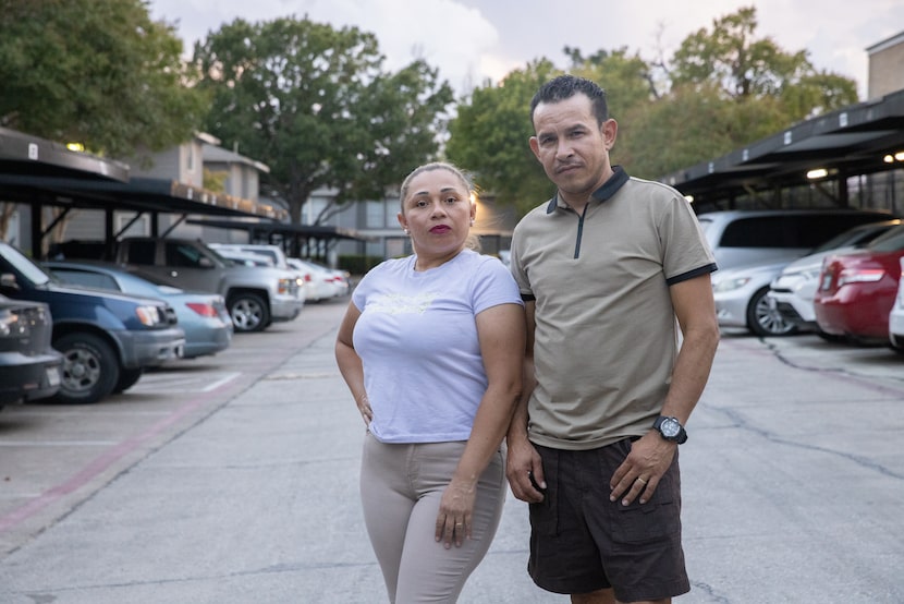 Liliana Andrea Araujo, from Apure, Venezuela, poses with her husband Pedro Ortega (right)...