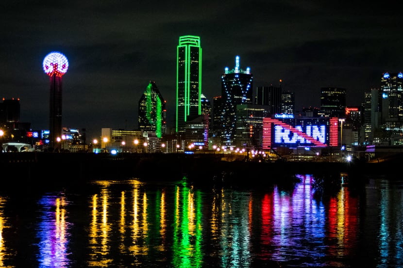 Submitted photo of downtown Dallas is reflected in the waters in the Trinity Floodway....