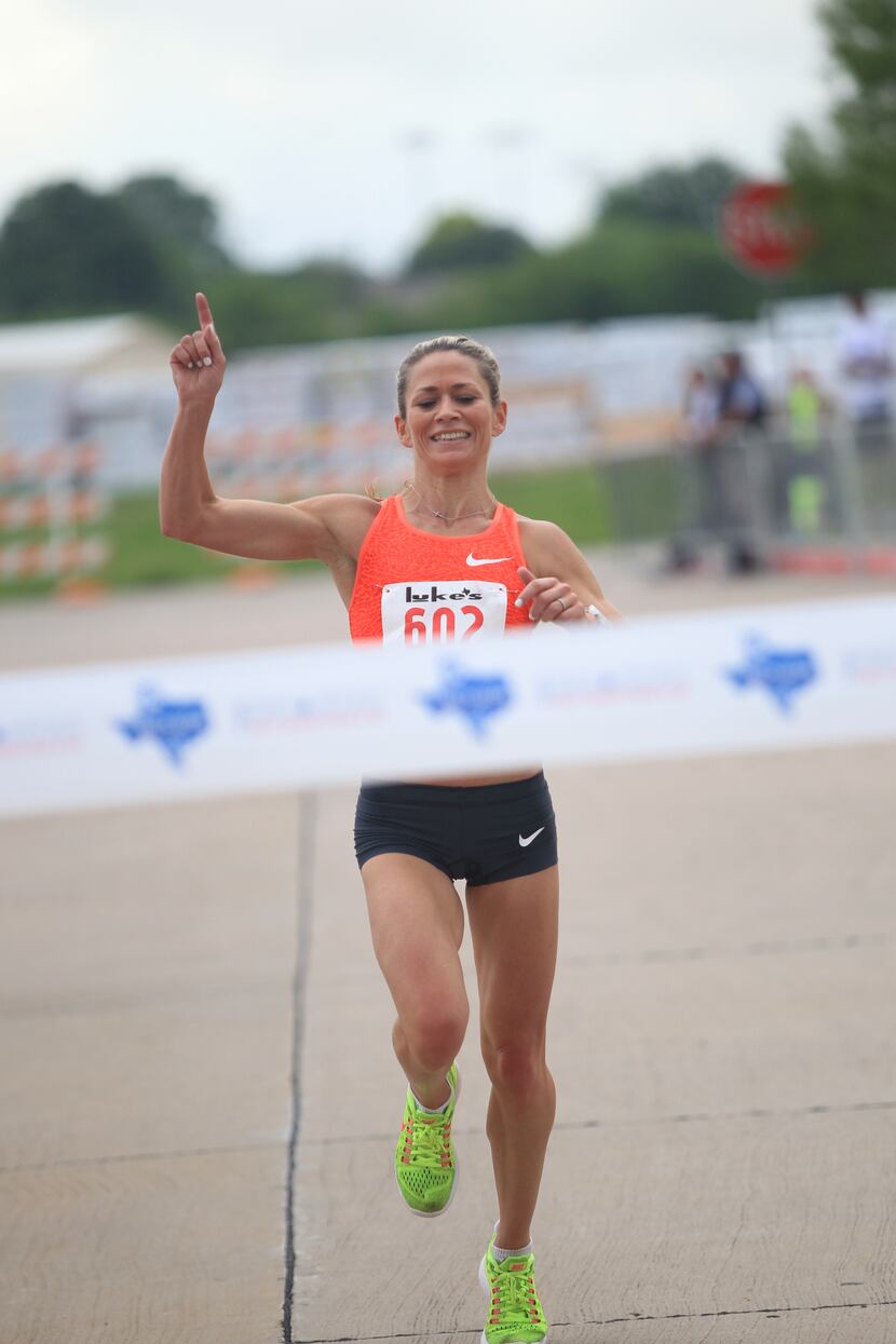 Dawn Grunnagle winning the inaugural Texas Big Star Half Marathon last year.