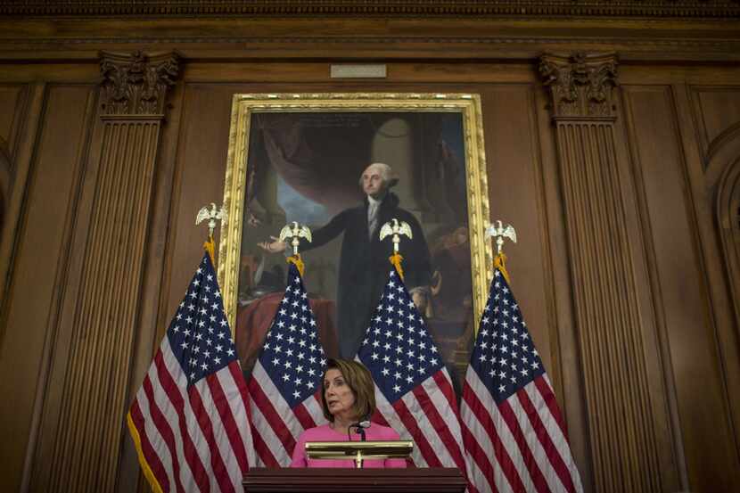 House Minority Leader Nancy Pelosi (D-Calif) holds a news conference following the 2018...