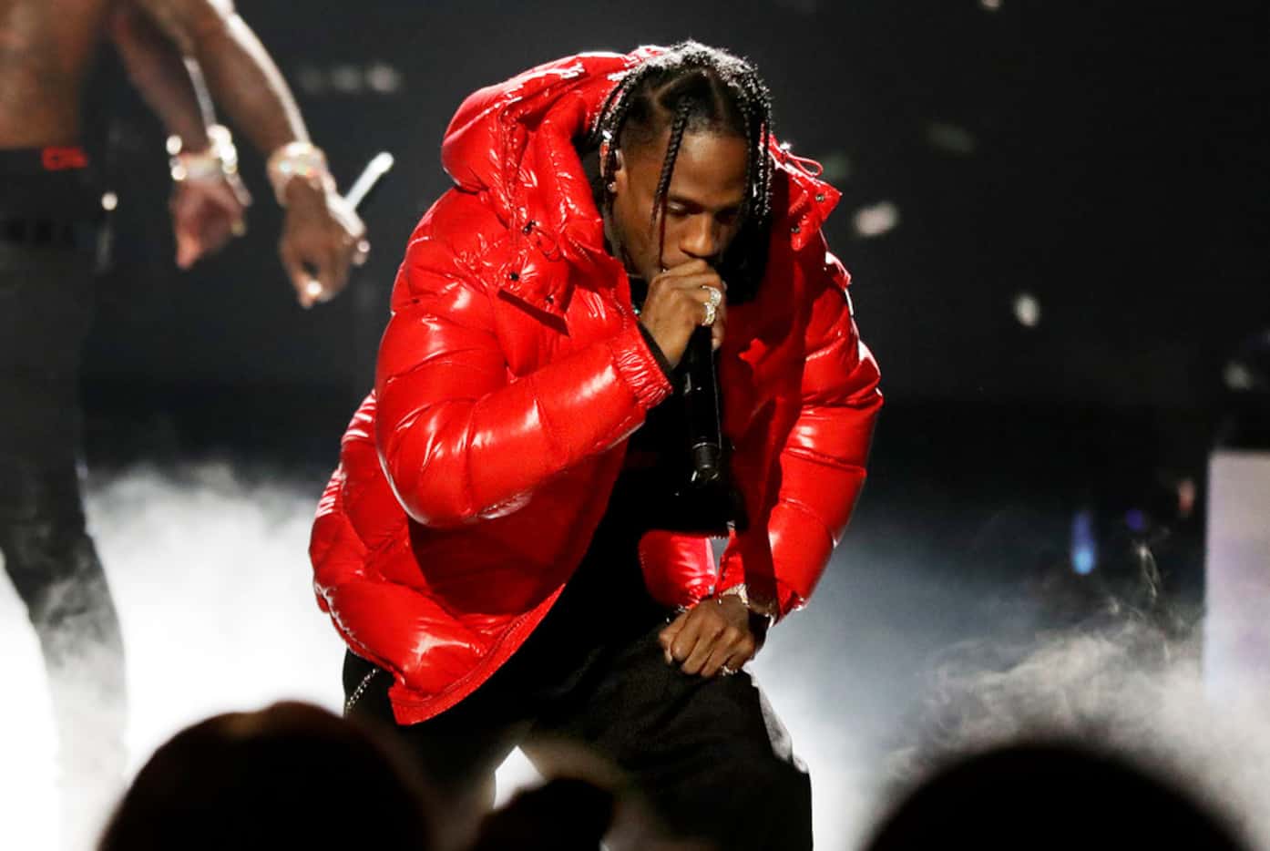 FILE - In this Sept. 17, 2016, file photo, Travis Scott perform during the BET Hip Hop...