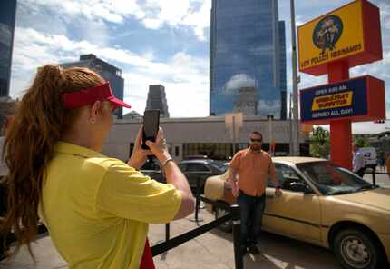 On March 10, 2017, a "Breaking Bad" fan takes a picture in front of the Los Pollos Hermanos...