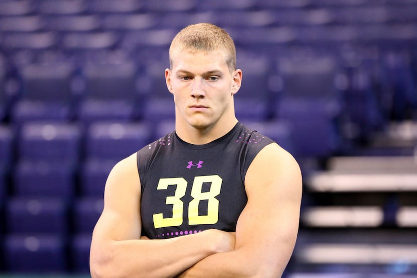 Boise State linebacker Leighton Vander Esch is seen at the 2018 NFL Scouting Combine on...