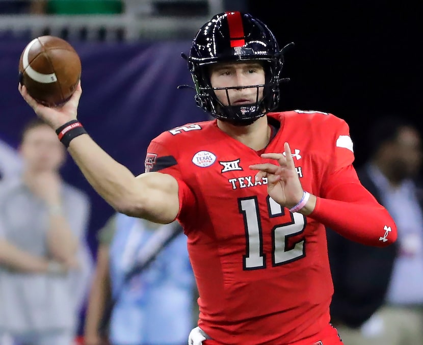 FILE - Texas Tech quarterback Tyler Shough passes the ball against Mississippi during the...