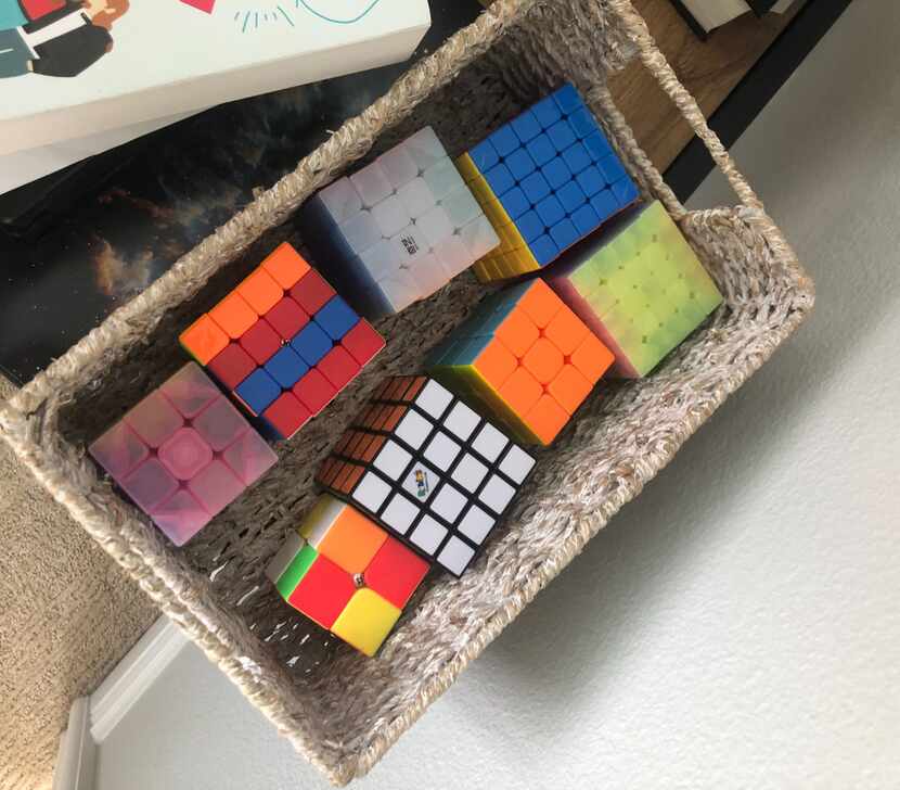 Helen Hoang keeps a box of Rubik's-style cubes at her house. 