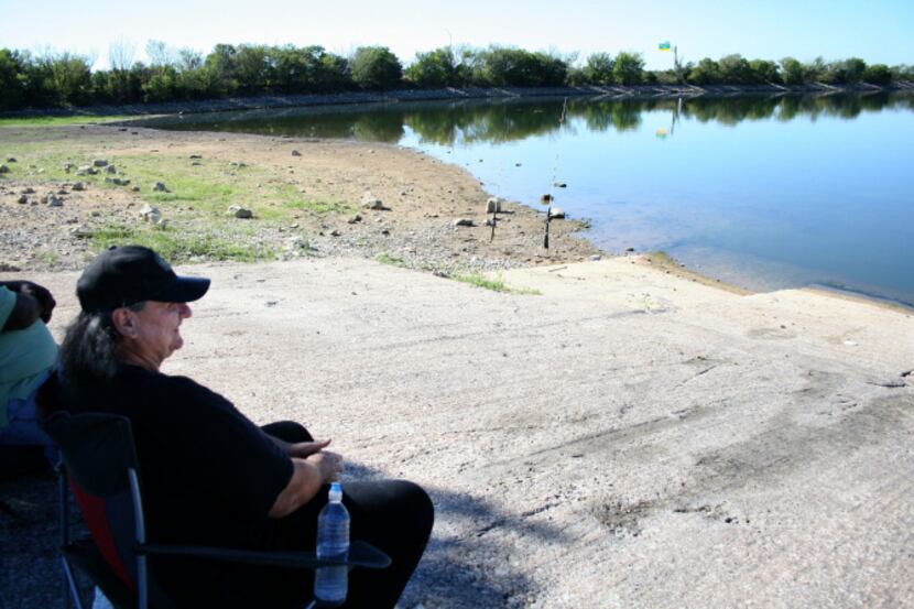Garland resident Darrell Turner fishes on Lake Ray Hubbard just north of Interstate 30....