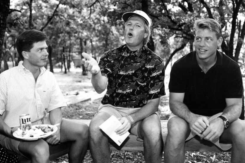 June 26, 1992 -- From left: Mark Malone, Dale Hansen and Troy Aikman are seen in this Fete...