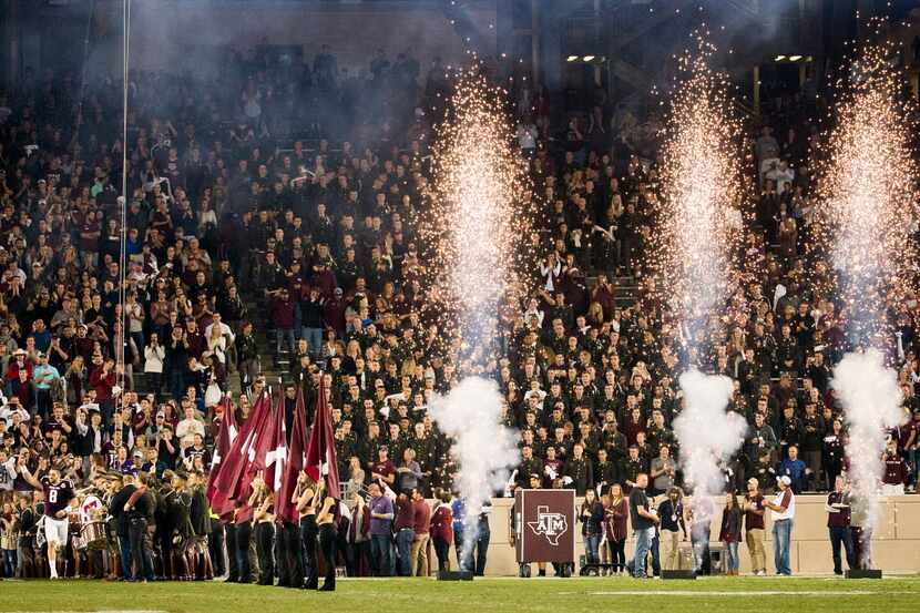 Texas A&M quarterback Trevor Knight (8) takes the field for an NCAA football game against...