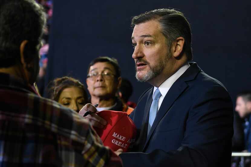 Sen. Ted Cruz, R-Texas, attends a rally with President Donald Trump in El Paso, Texas,...