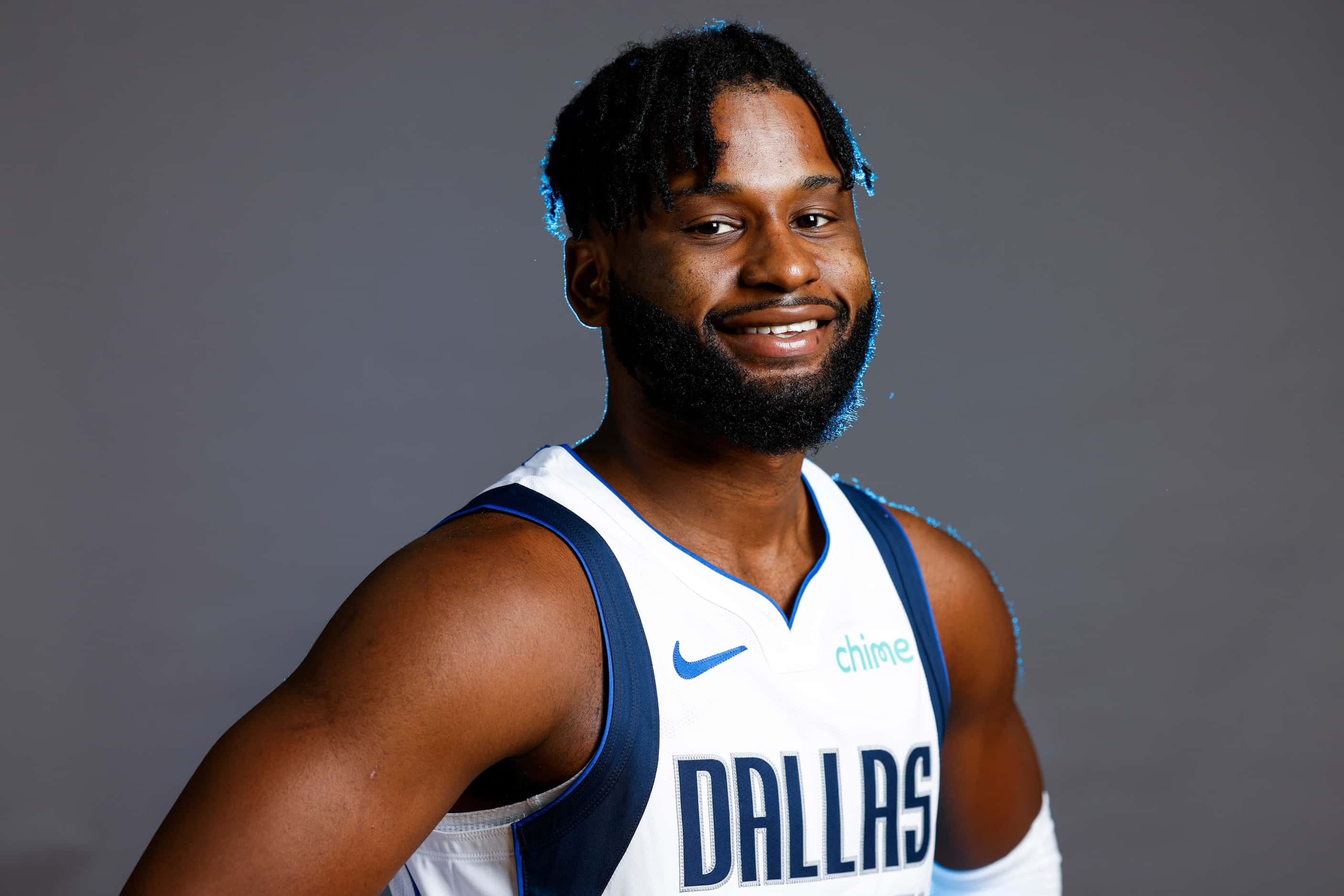 Dallas Mavericks’ Mike Miles Jr. poses for a photo during the media day on Friday, Sept. 29,...