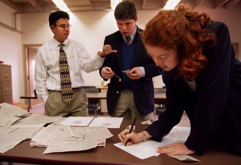 Rashad Hussain (left) was a member of the Greenhill School debate team in 1996. From left...