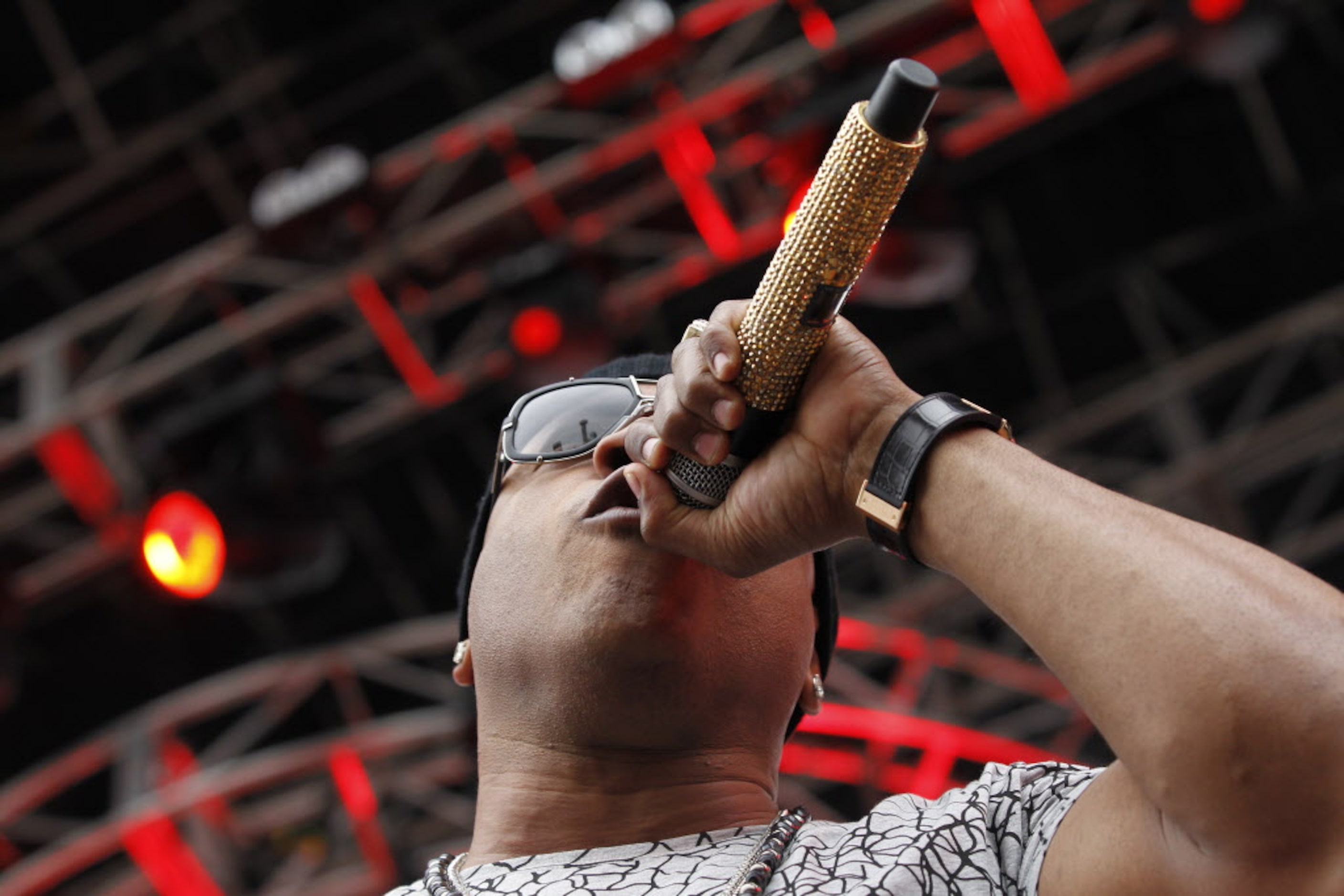 LL Cool J performs during the March Madness Music Festival at Reunion Park in Dallas April...