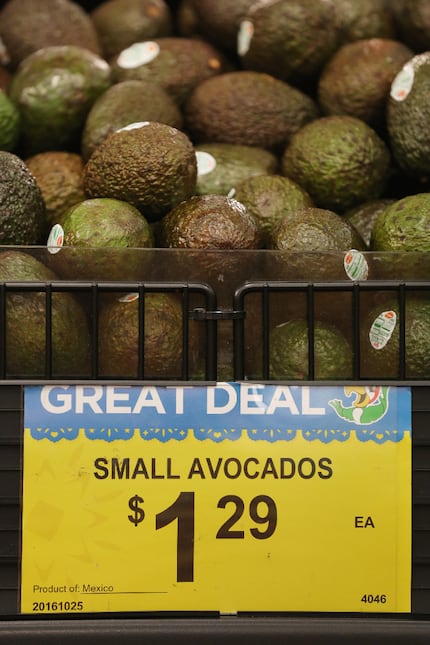 The avocado stand in the produce department at Fiesta in Arlington, Texas Thursday October...
