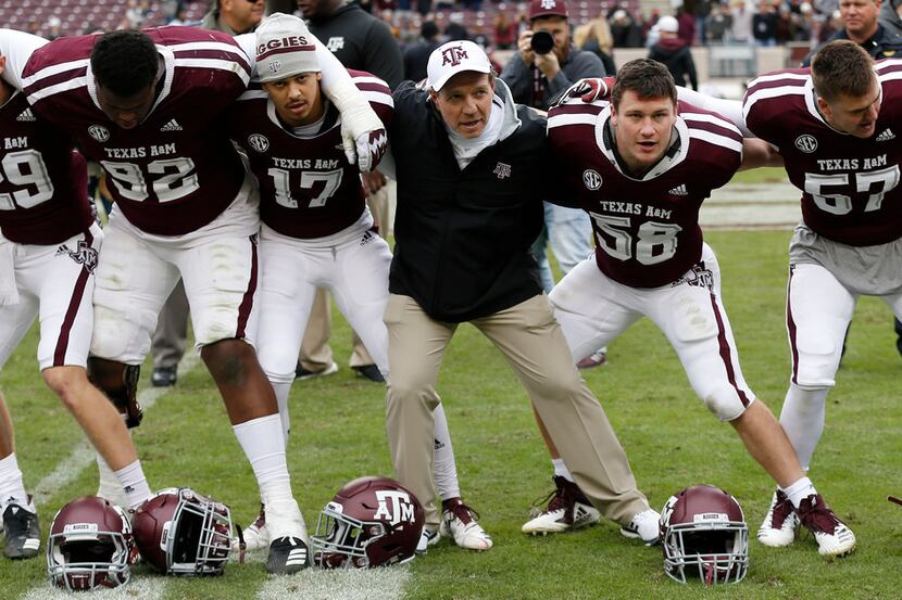COLLEGE STATION, TEXAS - NOVEMBER 10: Head coach Jimbo Fisher of the Texas A&M Aggies...