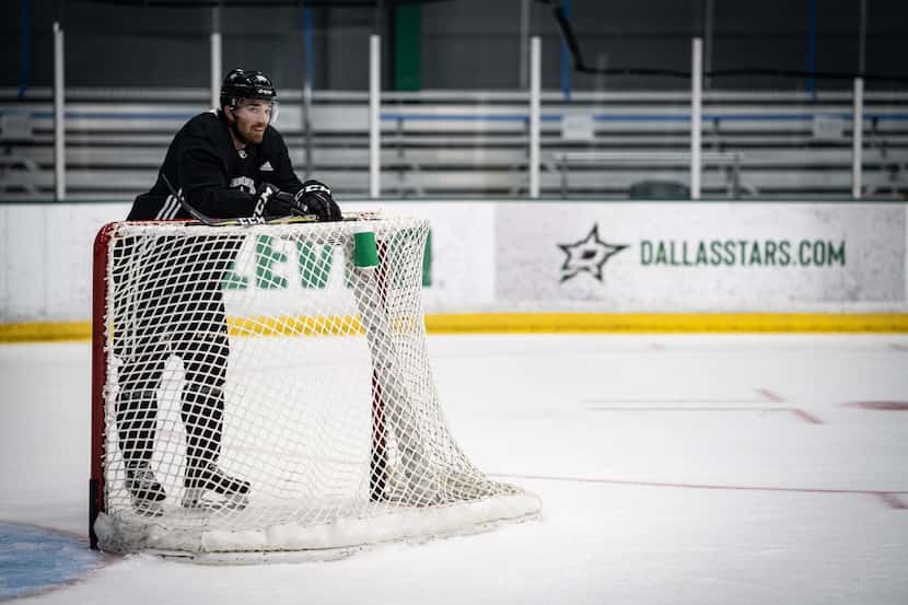 Stephen Johns (28) is seen as the Dallas Stars opened postseason training camp at the...