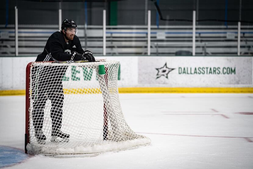 Stephen Johns (28) is seen as the Dallas Stars opened postseason training camp at the...