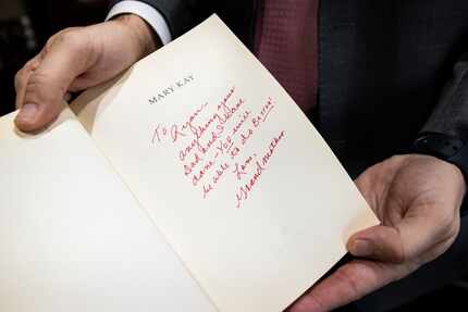 Ryan Rogers, Mary Kay’s chief investment officer and grandson of Mary Kay Ash, shows a note...