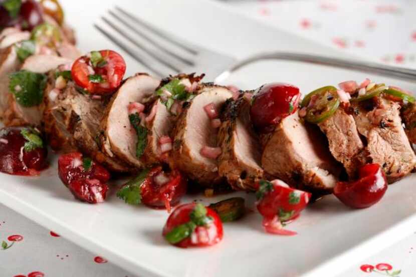 
A spicy cherry salsa pairs perfectly with grilled pork tenderloin. 
