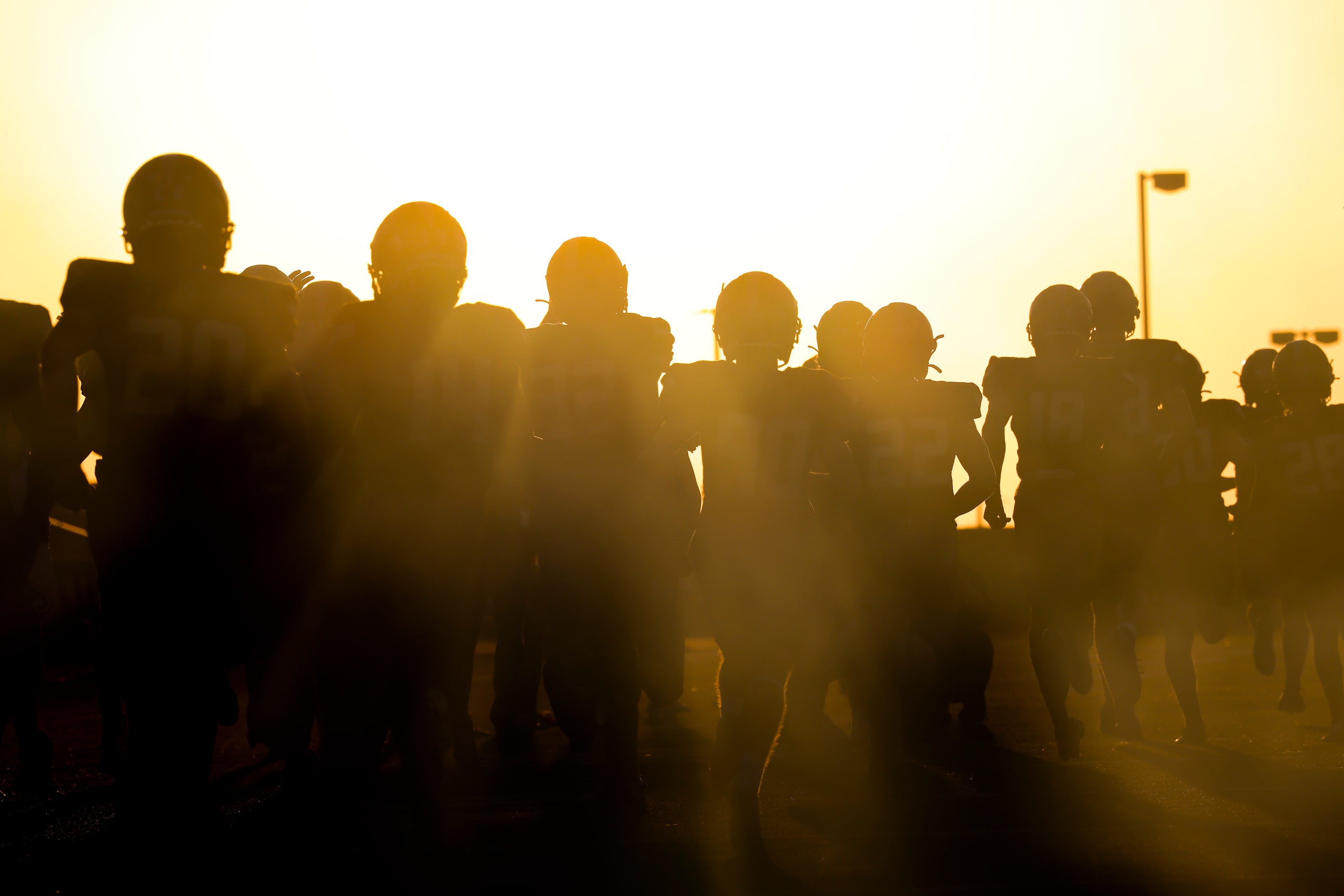 The Frisco Independence Knights hit the field before the start of their District 3-5A...