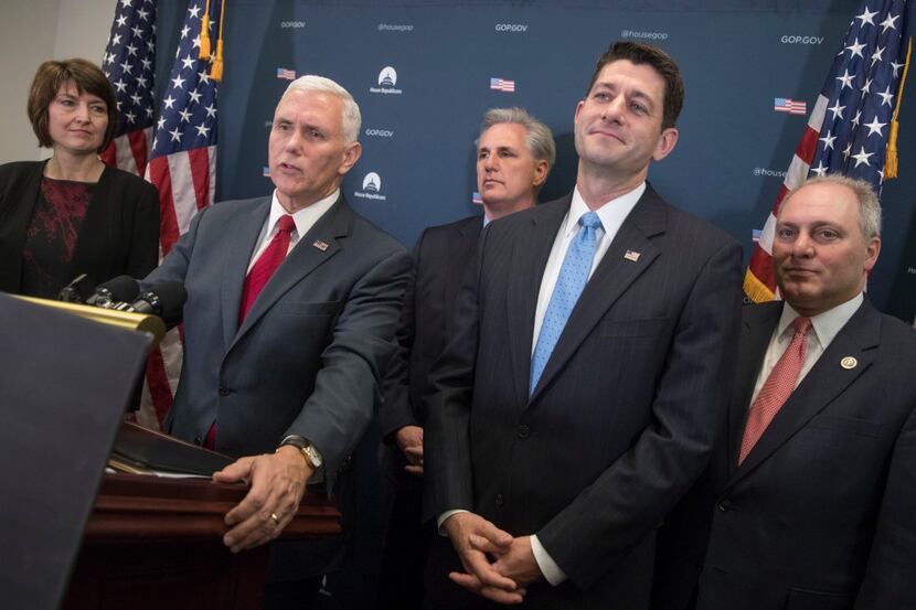 From left, Rep. Cathy McMorris Rodgers, R-Wash., chair of the House Republican Conference,...