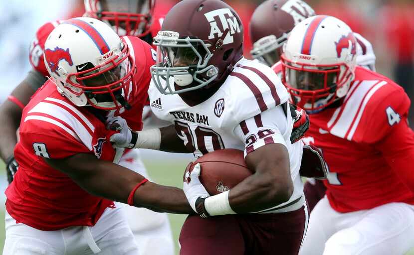 Texas A&M running back Trey Williams (20) is pictured during the SMU Mustangs vs. the Texas...