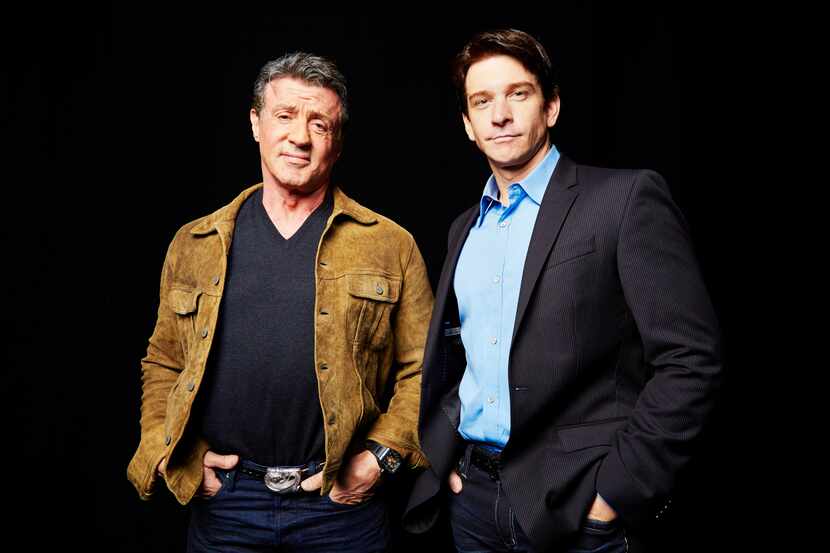 FILE - In this Oct. 16, 2013 file photo, Sylvester Stallone, left, who played Rocky Balboa...