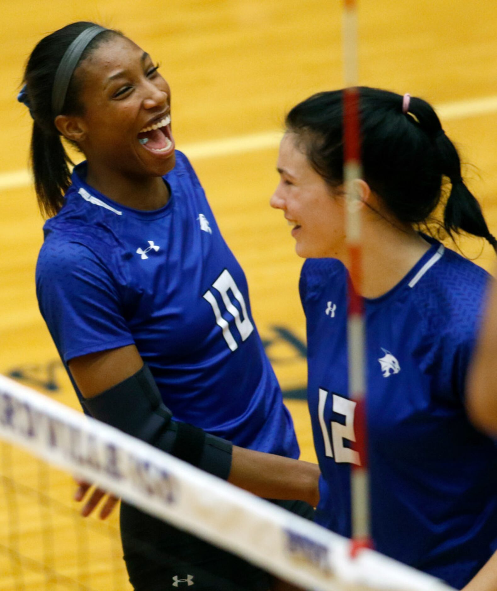 Trophy Club Byron Nelson outside hitter Charitie Luper (10) revels in the moment as she...