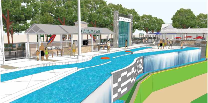 Rendering of the Choctaw Lazy River being built at Dr Pepper Ballpard for the Frisco...