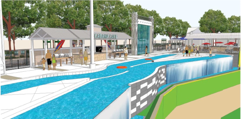 Rendering of the Choctaw Lazy River being built at Dr Pepper Ballpard for the Frisco...