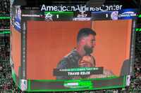 Kansas City Chiefs tight end Travis Kelce was shown on the American Airlines Center...