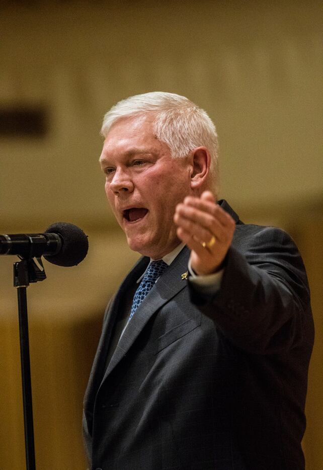 Rep. Pete Sessions (R-Dist. 32) speaks during a debate at Temple Shalom in Dallas on Oct....