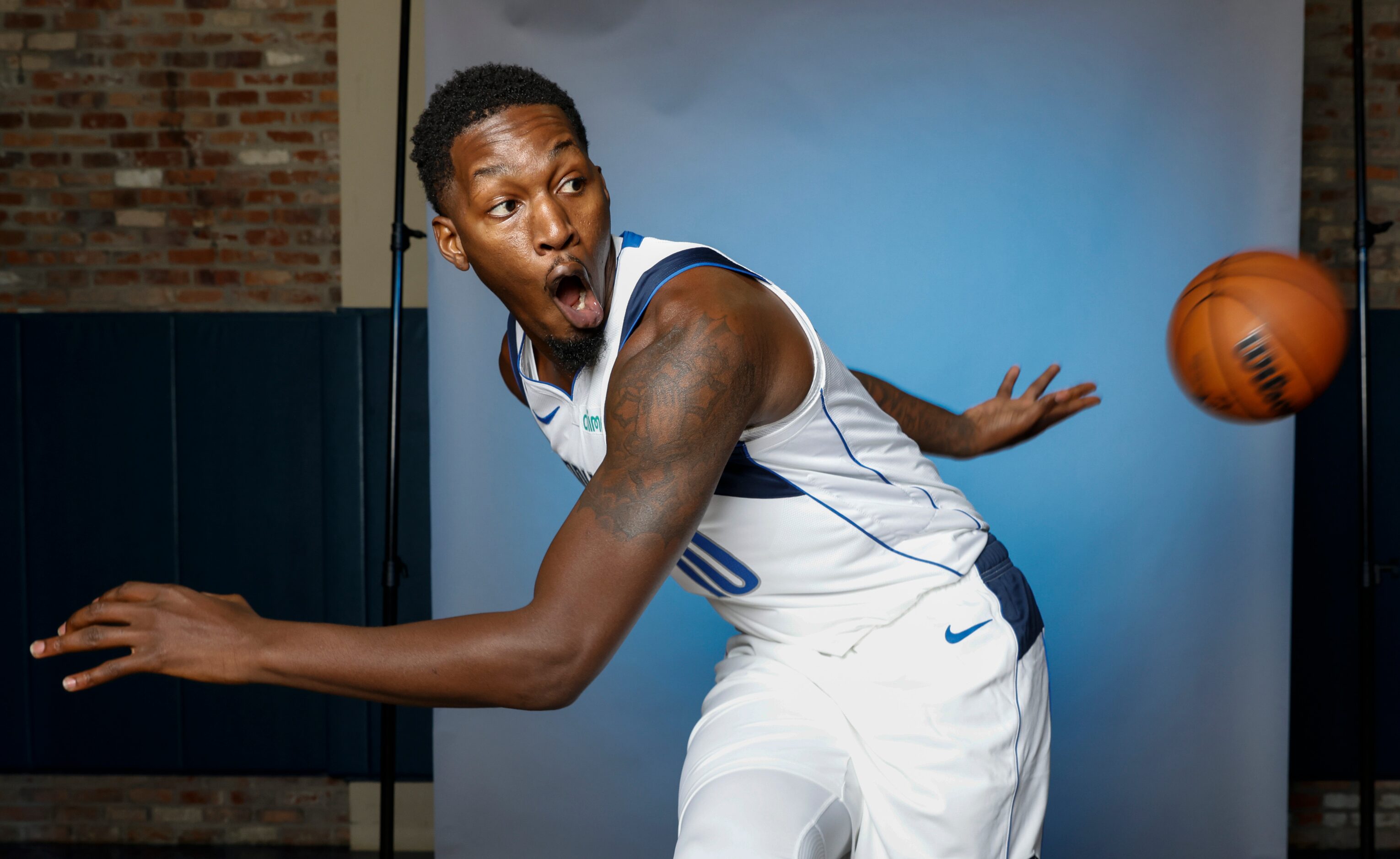 Dallas Mavericks’ Dorian Finney-Smith is photographed during the media day at American...