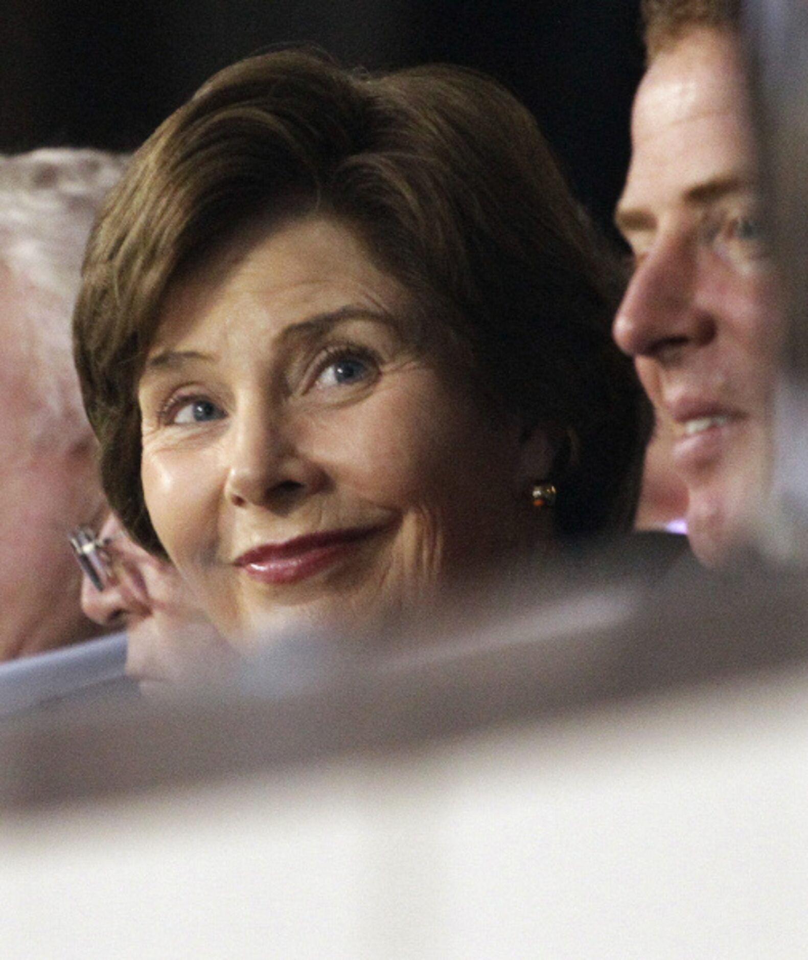 Former first lady Laura Bush is seen in the stands during the first half of the NFL football...