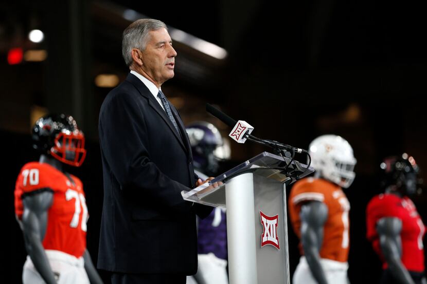 Big 12 Commissioner Bob Bowlsby speaks during Big 12 Football Media Days in the Ford Center...