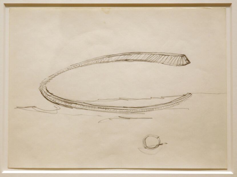 "earth artist" Robert Smithson's pencil drawing of Amarillo Ramp at the Dallas Museum of...