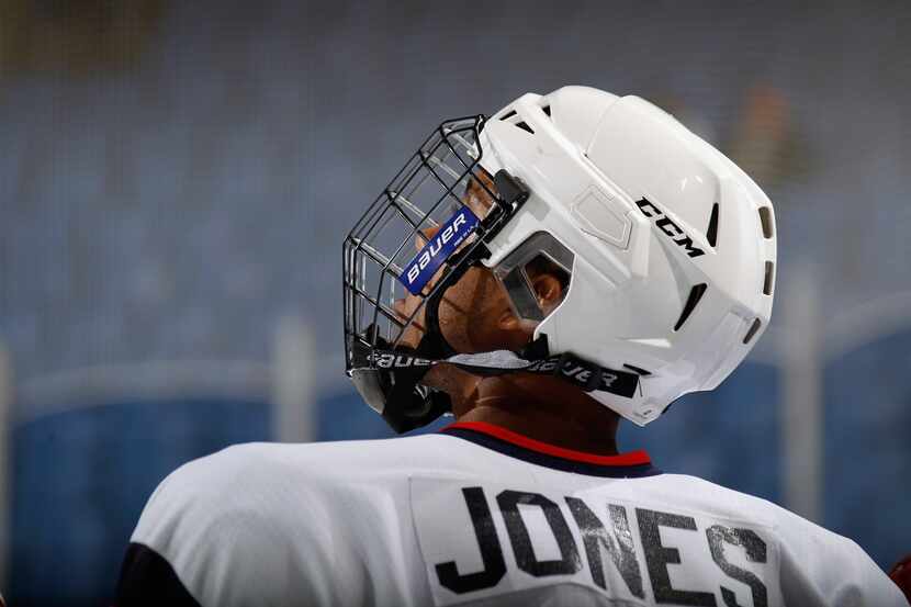 Seth Jones of Team McClanahan skates against Team Housley at the USA Hockey All-American...